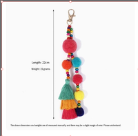 Pendentifs décoratifs pour portefeuille en perles de bois, fermoirs pivotants, pendentifs porte-clés boule en peluche, pendentifs décoratifs pour sacs à main et portefeuilles avec pompon