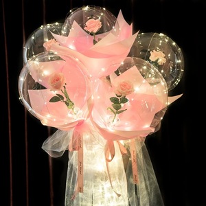 Globo Bobo Transparente de 18 Pulgadas, Sin Rastro, Versión Sin Estiramiento, Globo de Ramo de Rosas Rojas, Superventas - Product Image 1
