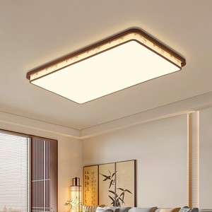 Lámpara de Techo LED Rectangular con Diseño de Grano de Madera, Estilo Chino Retro, Lámpara de Salón de Montaje en Superficie, 3 Años de Garantía - Product Image 1