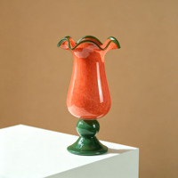 Vase en verre Fenton vert rétro français vintage, design dentelle ondulée, vase à fleurs, ornement esthétique pour la maison