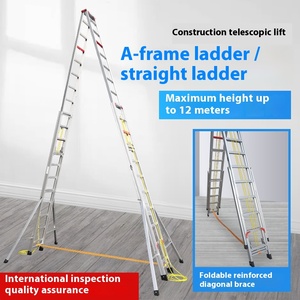 <span class=keywords><strong>Escalera</strong></span> Telescópica Multifuncional de Aluminio para Exteriores, Tipo Espiga, Plegable, Capacidad de Carga de 150 kg, Altura Extendida de 12 m - Product Image 4
