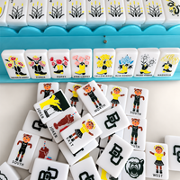 Jeu de Mahjong Américain Personnalisé avec Logo Personnalisé BU University, Tuiles Blanches en Acrylique Imprimées, Jeu de Table de Voyage pour Adultes