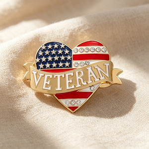 Bros Pin Enamel Bentuk Hati Bertema Patriotik Inspirasi Veteran, Gaya Bendera, untuk Dekorasi Pakaian Peringatan, Hadiah, Tersedia Stok - Product Image 2
