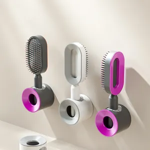 Peines de masaje para peluquería para mujer, cepillo de pelo de autolimpieza, con clic