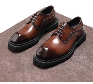 Chaussures habillées en cuir de luxe, cuir de vache de haute qualité, fabriquées à la main, chaussures décontractées imperméables pour hommes - Product Image 6