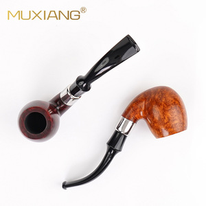 MUXIANG Wooden Tobacco Pipe Bent Type Solid Briar Wood Handcrafted Smoking Pipe For Men Gift - Product Image 4