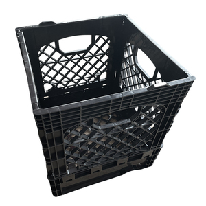 stacking 26 Quart supplier Plastic Bottles Crate Storage Box Foldable Box For Milk Collapsible Crate
