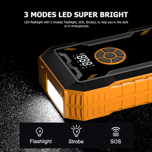 ポータブル12VカージャンプスターターLEDライト8000mah自動救助ツールガスディーゼルオートバイ対応緊急空気ポンプ用トラック用 - Product Image 5