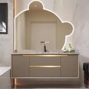 Mueble de Baño Flotante de Madera Maciza con Encimera de Piedra de <span class=keywords><strong>Roca</strong></span> de 36/42/48/66/72 Pulgadas con Lavabo, Gran Oferta - Product Image 3