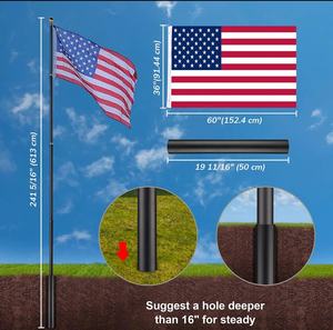 16 футов 20 футов 25 футов 30 футов черный анодированный Алюминиевый телескопический флагшток два флага вместе - Product Image 6