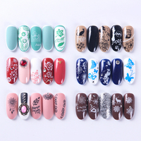 12 modèles de plaques de stamping pour ongles, pochoirs de peinture pour ongles, motifs floraux, feuilles, papillons, gabarits de transfert pour ongles