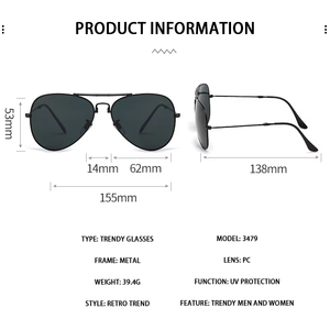 Gafas de Sol Plegables con Marco de Metal y Lentes de Cristal, Diseño Personalizado con Logotipo, Moda 2026 - Product Image 3