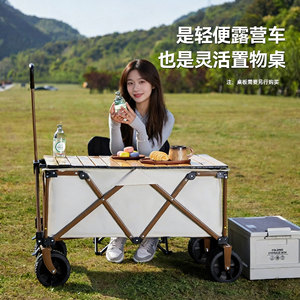 Outdoor Camping <b>Cart</b> <b>Foldable</b> 4 Wheel 150kg Load Capacity Storage Portable Picnic <b>Cart</b> For Outdoor Use - Product Image 1