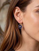 6 Pasang Set Anting Bunga Warna-warni dengan Leverback, Anting Floral Batu Kelahiran untuk Wanita, Baja Anti Karat Berlapis Emas