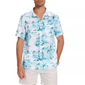 Оптовая продажа, изготовленная по индивидуальному заказу, гавайская рубашка с принтом, вискоза