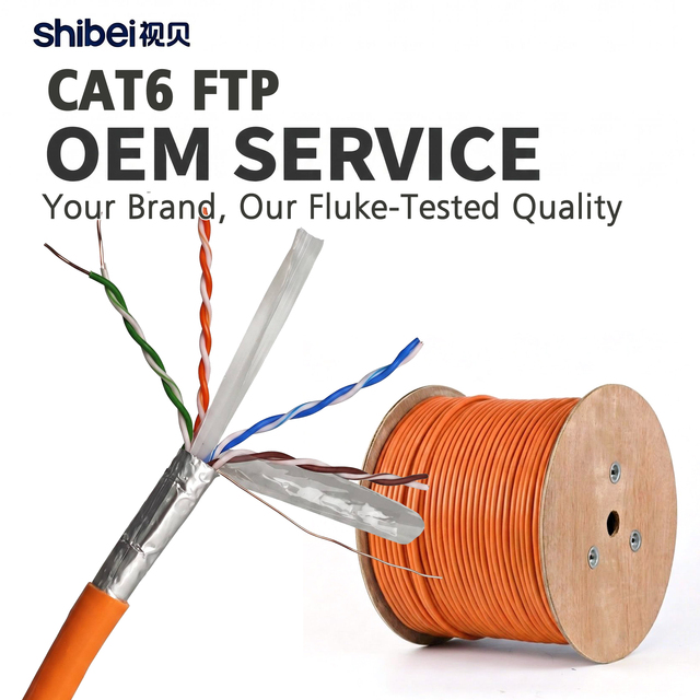 Shibei Cat6 FTP Ethernet Cable 23AWG Solid Bare Copper 305m 1000ft Bulk Network Cable Fluke Passed OEM