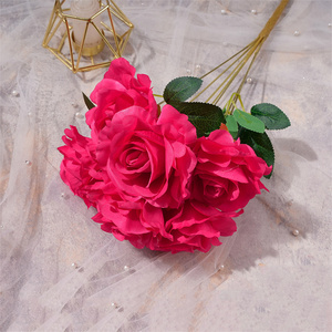 Bouquet de roses artificielles en soie à 7 têtes, grand format, à prix abordable, pour mariages, fêtes et décoration intérieure - Product Image 5