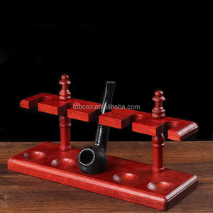 New Design Wholesale Long Red Wood Smoking Pipe Holder Wooden Briar <strong>Tobacco</strong> Smoking Pipe Stand <strong>in</strong> Stock - Product Image 2