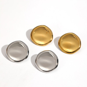 Pendientes redondos geométricos de acero inoxidable para mujer, regalo TE60661 G S - Product Image 2