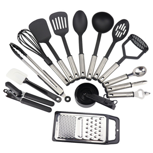 High Quality Black Color Kitchen Cooking Tools Heat Resistant 24 Pieces Nylon Kitchen Utensils Set Use for Non-stick Cook <b>Pan</b> - Product Image 2