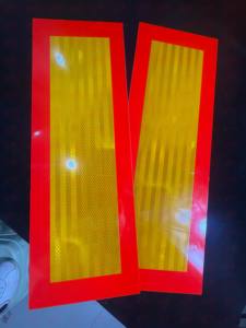Grado comercial 195mm * 565mm logotipo personalizado rojo amarillo rectángulo Placa de marcado trasero pegatina Material reflectante vinilo para camión - Product Image 4