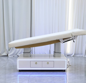 Camilla de Masaje Eléctrica Curva de Cuero Blanco Personalizada para Salón de Belleza, Cama de Tratamiento Facial y de Pestañas con 4 Motores - Product Image 5