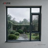 Fenêtre à battant en aluminium durable JOUGE, ouverture vers l'extérieur, 6060-T66, verre trempé à rupture de pont thermique PA66 de 1,8 mm pour villa