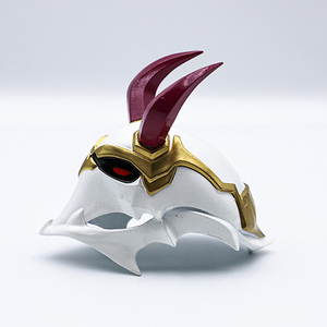 Casco de Dragón con Cuernos Rojos, Chapado en Oro Blanco, Decoración Artística de Metal Fundido, Coleccionable de Personajes de Cine y Televisión - Product Image 2