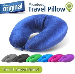 Oreiller de voyage pour <span class=keywords><strong>avion</strong></span> à microbilles double face bleu, super doux et confortable, en peluche et spandex rafraîchissant, avec soutien cervical personnalisable - Product Image 6