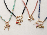 Collier porte-breloque à anneau à ressort avec logo personnalisé, faible MOQ, vente en gros usine, créez votre propre collier en pierre, bijoux personnalisés