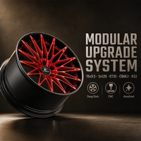 Jantes forgées Red Star 12 Black 3 pièces 19x9.5 5x120 ET35 6061 T6 personnalisées à déport profond pour VW