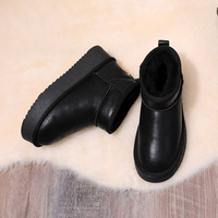 Bottes de neige en laine et daim pour femmes, semelle épaisse, chaudes et confortables pour l'hiver, antidérapantes, imperméables, doublées de fourrure artificielle, tube court, style princesse