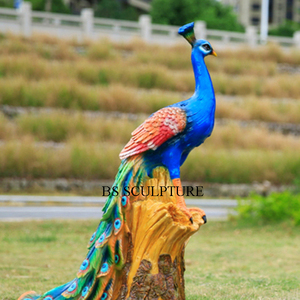 Decorazione da giardino all'ingrosso a grandezza naturale in fibra di vetro pavone statua in resina scultura - Product Image 3