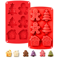 Moule à gâteau en silicone SILIKOLOVE Factory à 6 cavités en forme de sapin de Noël et de bonhomme en pain d'épices, certifié LFGB Platinum, sans BPA, pour la pâtisserie DIY