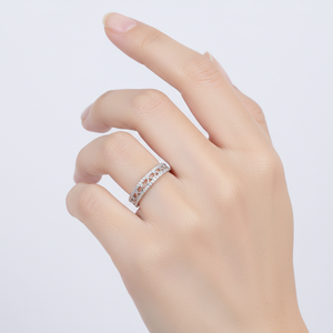 Anillo de Eternidad de Diamantes Naturales en Oro Blanco Sólido de 18K, Diseño Clásico, Minimalista, Hecho a Mano, Venta al Por Mayor en China - Product Image 6