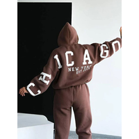 Conjunto de Sudadera y Pantalones Deportivos Extra Grandes para Mujer, con Estampado en la Espalda, Sudadera con Capucha y Pantalones Jogger, Conjunto de 2 Piezas