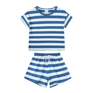 Vêtements de maison d'inspiration danoise pour enfants Ensemble de pyjamas d'été pour bébés Style décontracté Short en pur coton pour garçons et filles - Product Image 1