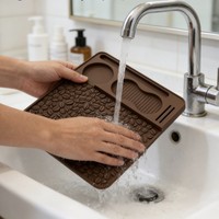 Tapis de tassage en silicone transfrontalier avec bords surélevés antidérapants pour coin de bar et rangement de tamper