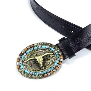 Cinturón vaquero bohemio vintage 2023, el más nuevo, con hebilla de calavera de aleación, hecho a mano, de piel de vaca, unisex, de alta resistencia - Product Image 5