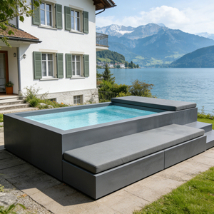 Piscine hors sol personnalisable avec canapé, filtre et chauffage – Idéale pour les hôtels, villas et complexes hôteliers avec pompe et pompe à chaleur - Product Image 1