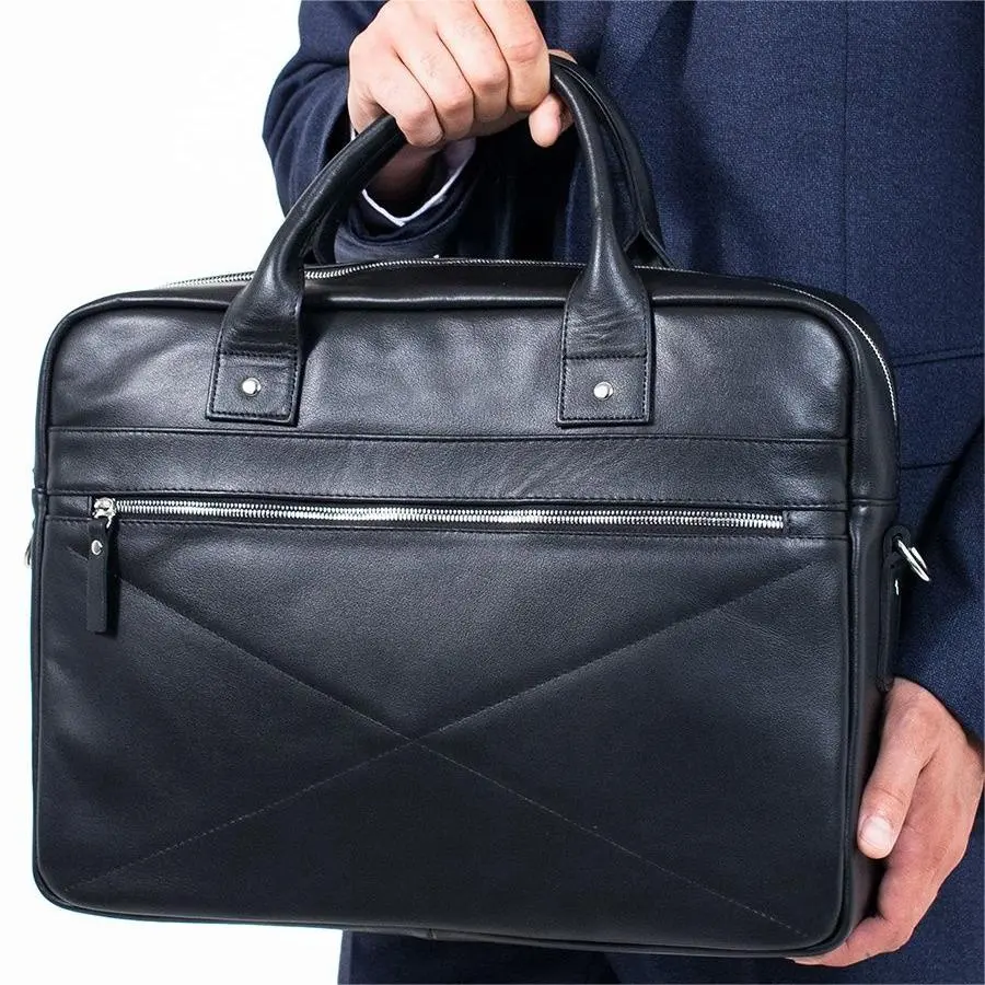 Lawyer Accept Custom Logo Men Genuine Leather Briefcase Document Lawyer Briefcase 14 Inch Laptop Bag Men Leather Briefcase