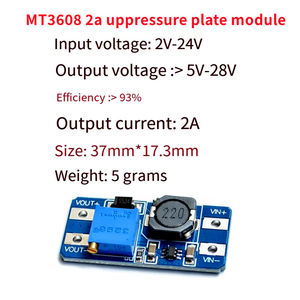 DC-DC โมดูลบูสต์แบบปรับได้ตัวแปลงไฟฟ้าแรงดันไฟฟ้าโมดูล 2V-24V ถึง 5 V-28V 2A MT3608 - Product Image 5