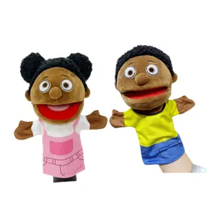 Hot Selling Family Series Educational Hand Puppet Human Open Mouth Doll Plush Black Muppets