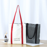 Sac fourre-tout réutilisable en toile de coton 100% écologique à double couche de 12 oz avec logo personnalisé, fermeture à bouton et poignées pour la main et l'épaule