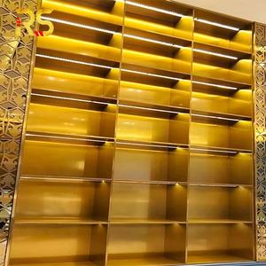 Gabinete de almacenamiento de acero inoxidable de oro rosa decorativo de lujo moderno de Foshan gabinete de estante de libros de exhibición para sala de estar - Product Image 3