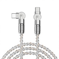 Kabel Data USB Tipe C Kabel RGB Menyala Saat Mengisi Daya 180 °   Kabel Braided Fast Charge PD Rotasi untuk iPhone Android Penggunaan di Mobil