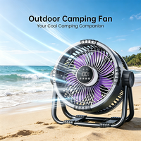 Ventilateur de bureau minimaliste en ABS, intelligent, rechargeable, à piles, avec éclairage LED contrôlé par application, affichage LED, pour la maison et la voiture (ventilateur 5 vitesses)
