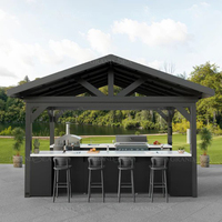 Outdoor-Küchenschrank Pergola zum Fabrikpreis, 304 Edelstahl Modulare BBQ-Insel mit Grill, Spüle und Kühlschrank für Händler