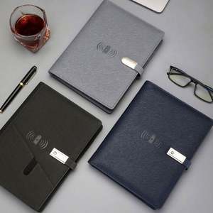 Customized Logo Multi Functional <b>A5</b> Wireless Charging Smart <b>Notepad</b> PU Leather Journal Notebook Set with USB - Product Image 2