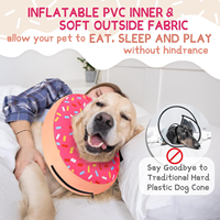 Collier de récupération gonflable pour chien, motif donut imprimé sur mesure, plusieurs tailles, collier conique souple et lavable pour chiens après une opération